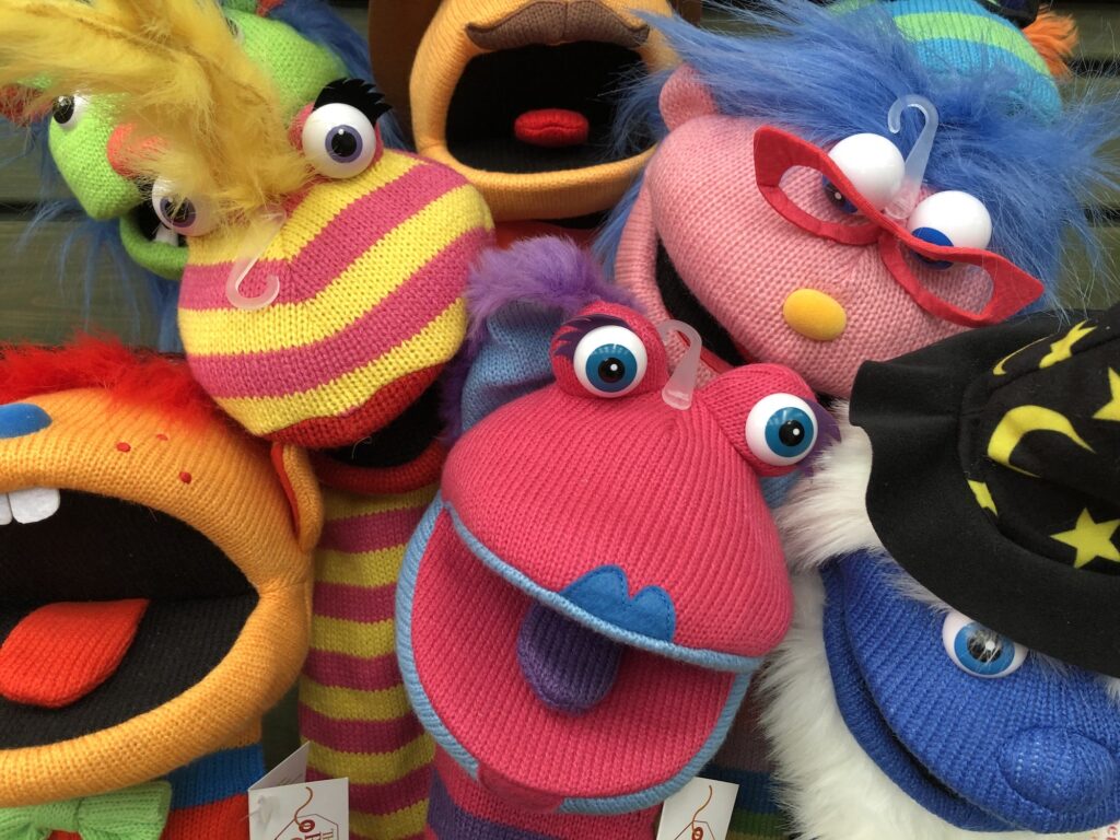 Variety of children’s puppets from Sesame Street and the muppets show